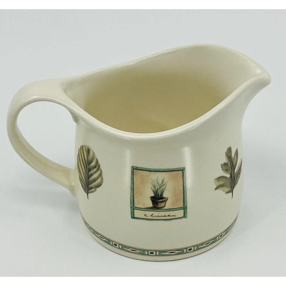 Pfaltzgraff Naturewood Ceramic Gravy Pitcher Ivory 24 oz Garden Herbs 4
